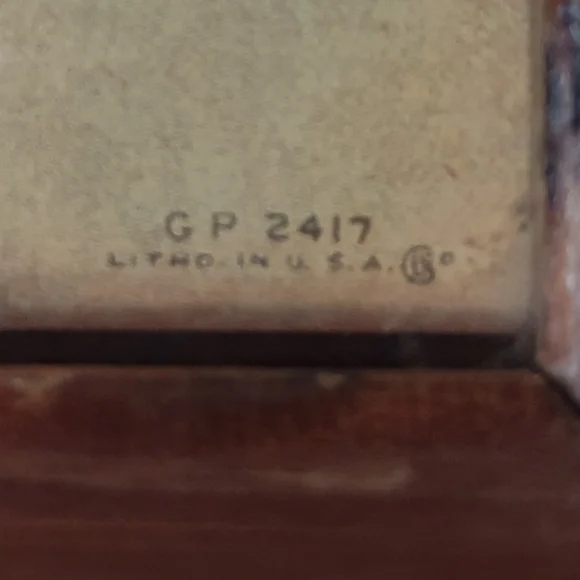 Antique Wooden Tray with Gustave Weigand Lithograph Under Glass